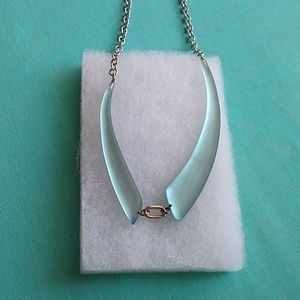 Alexis Bittar ice blue wishbone necklace